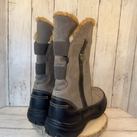 Clarks Andes Fortune Boots Womens 9.5 Gray Suede Leather Side Zip Fleece Lined - Picture 5 of 8